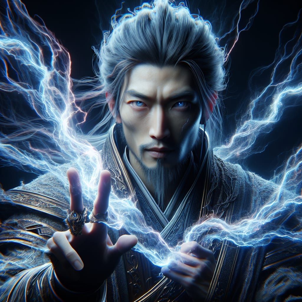 Corrupted Asian Sorcerer Wielding Lightning