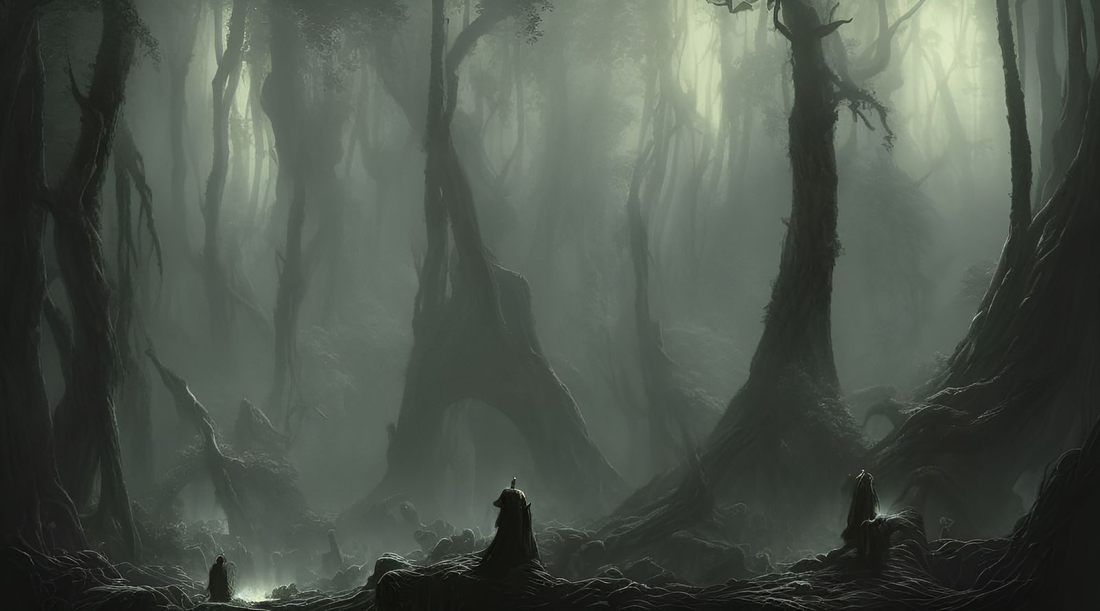 Horror Forest Man, Detailed Matte Painting