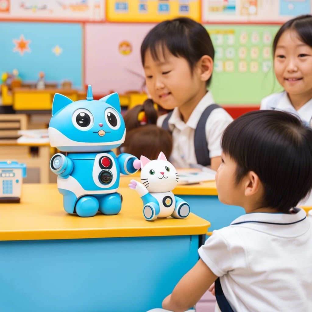 Mechataro and Nini-chan visiting local school