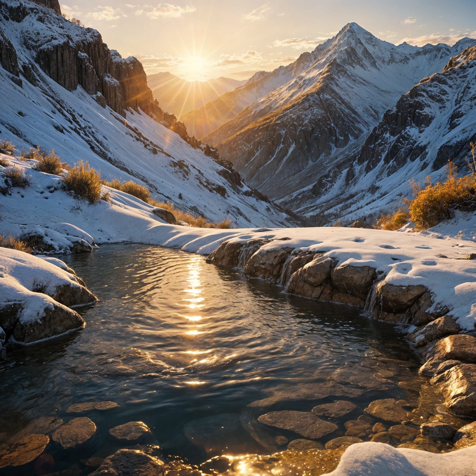 Mountain Hot Springs at Golden Sunset