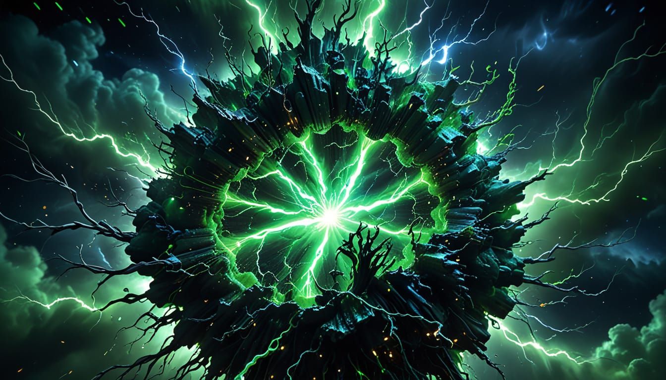 Surreal Core Implosion with Green Chrome Lightning