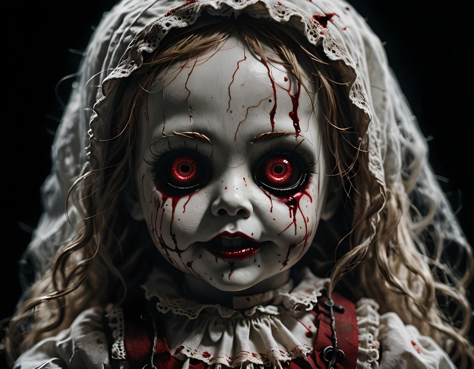 Creepy Ghost Doll in Dark Cinematic Style