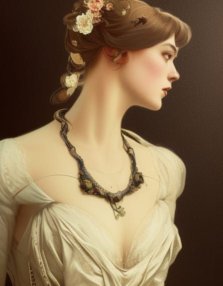 Victorian Woman in Ballroom: Hyperdetailed Portrait