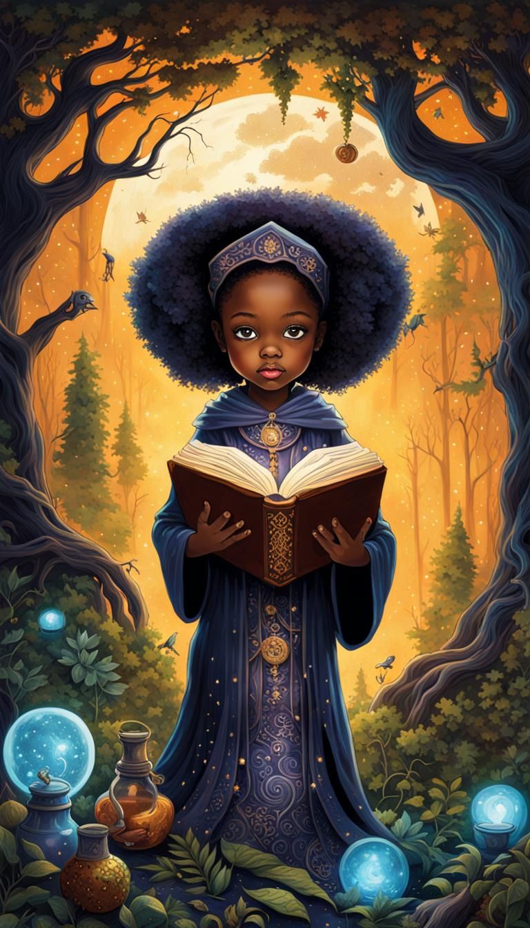 Enchanting Chibi Sorceress in Whimsical Forest