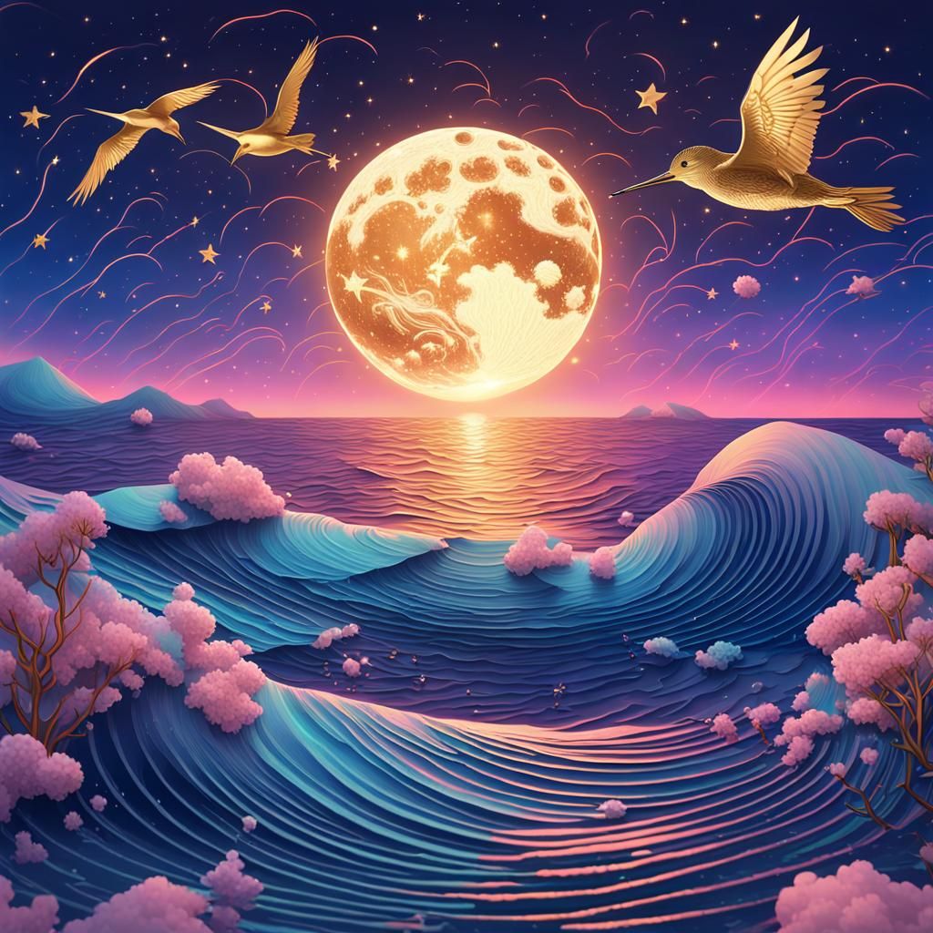 Vaporwave Twilight: Paper Birds Ascending