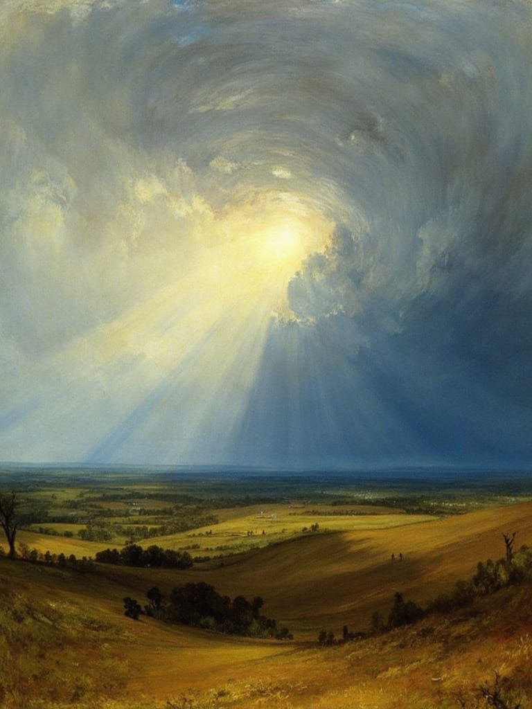 Valley Bathed in Divine Light: Impressionist Landscape