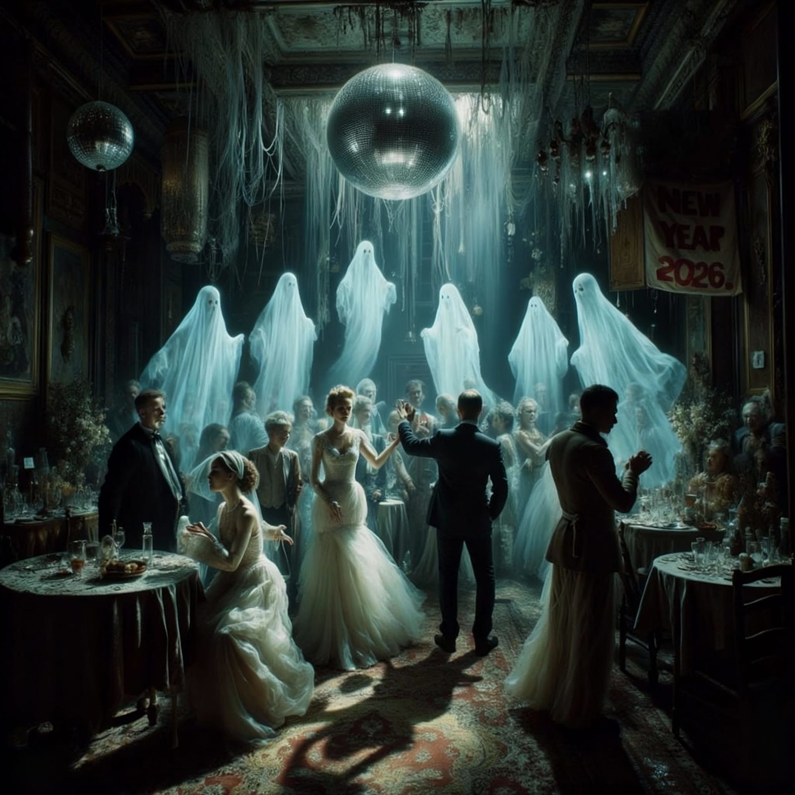 Haunted New Years Ball with Ethereal Ghosts