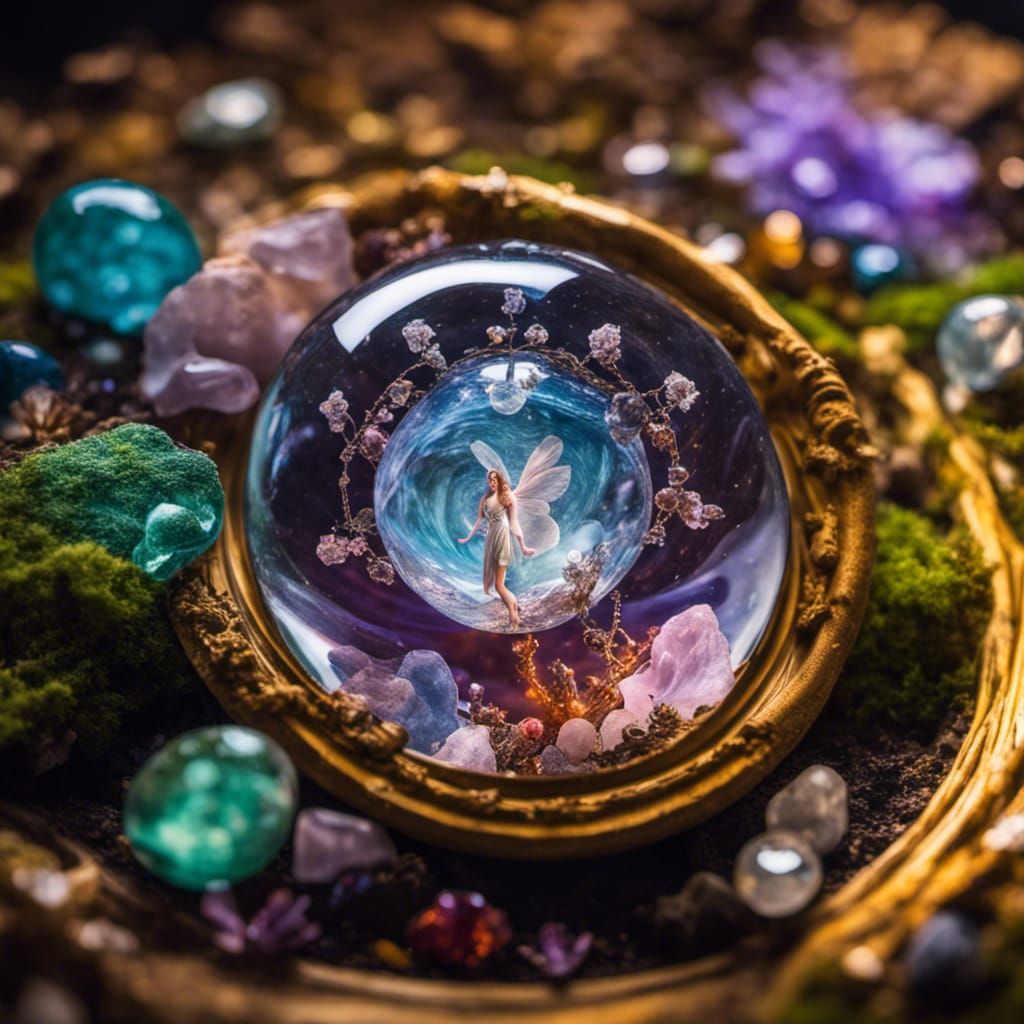 Ethereal Crystal Fairy Garden on Glass Planet