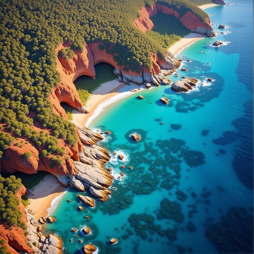 Vivid Australian Coast Landscape in Painterly Realism