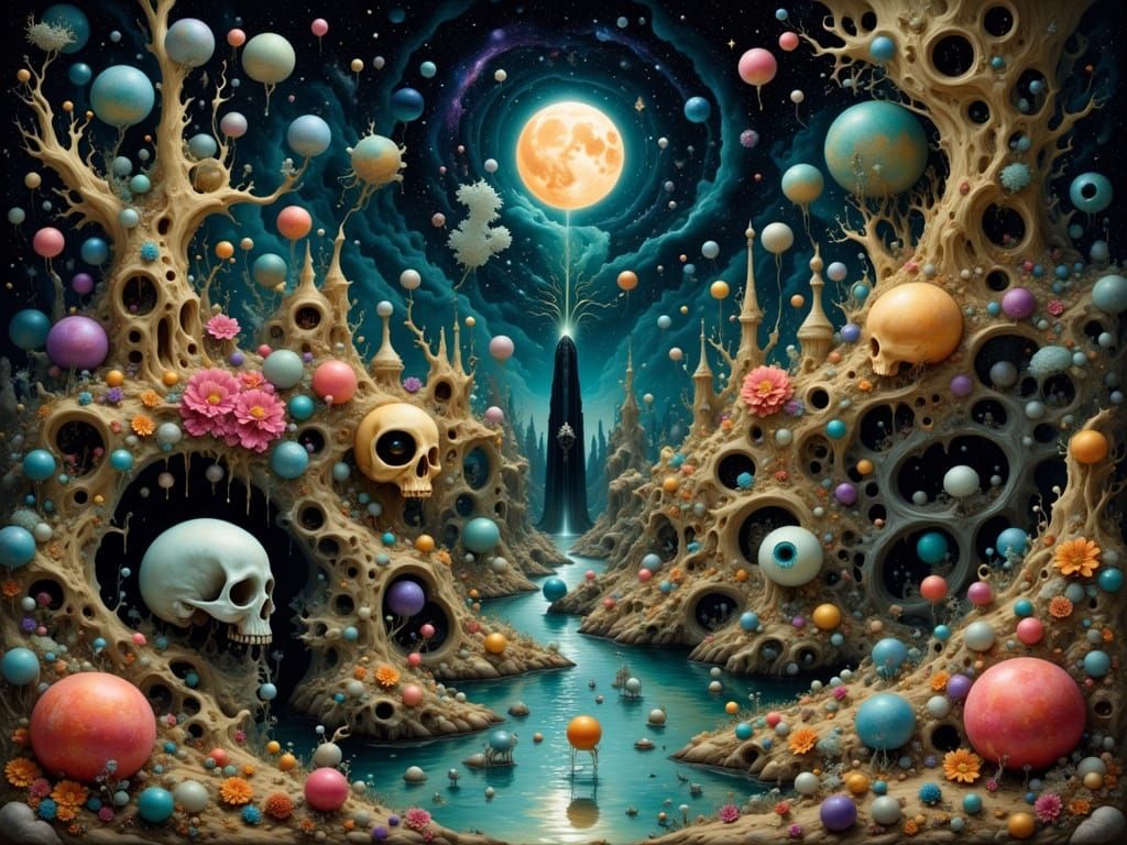 Dreamlike Tableau in Conceptual Art Style