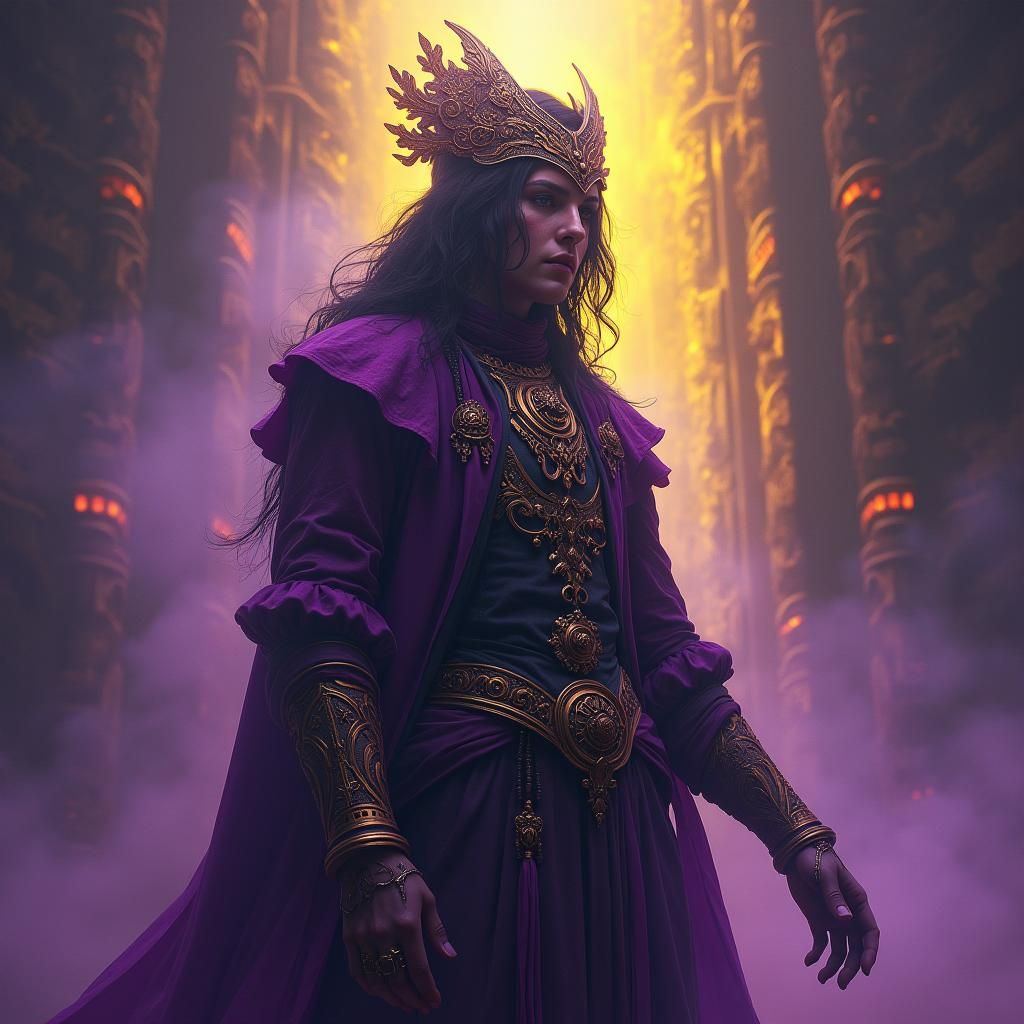 Mystical Farewell in Ornate Dark Fantasy Realm