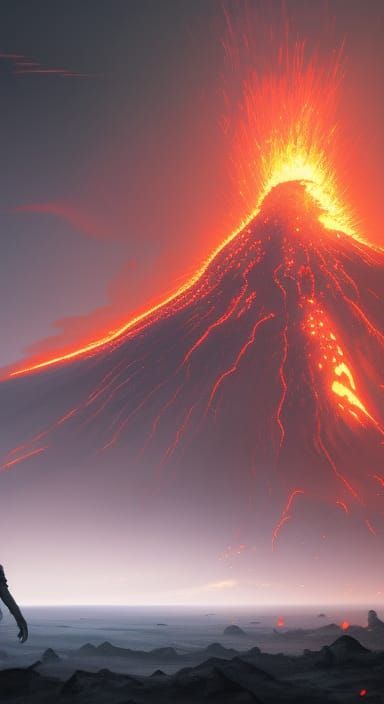 Volcano Eruption: Dark Fantasy Concept Art