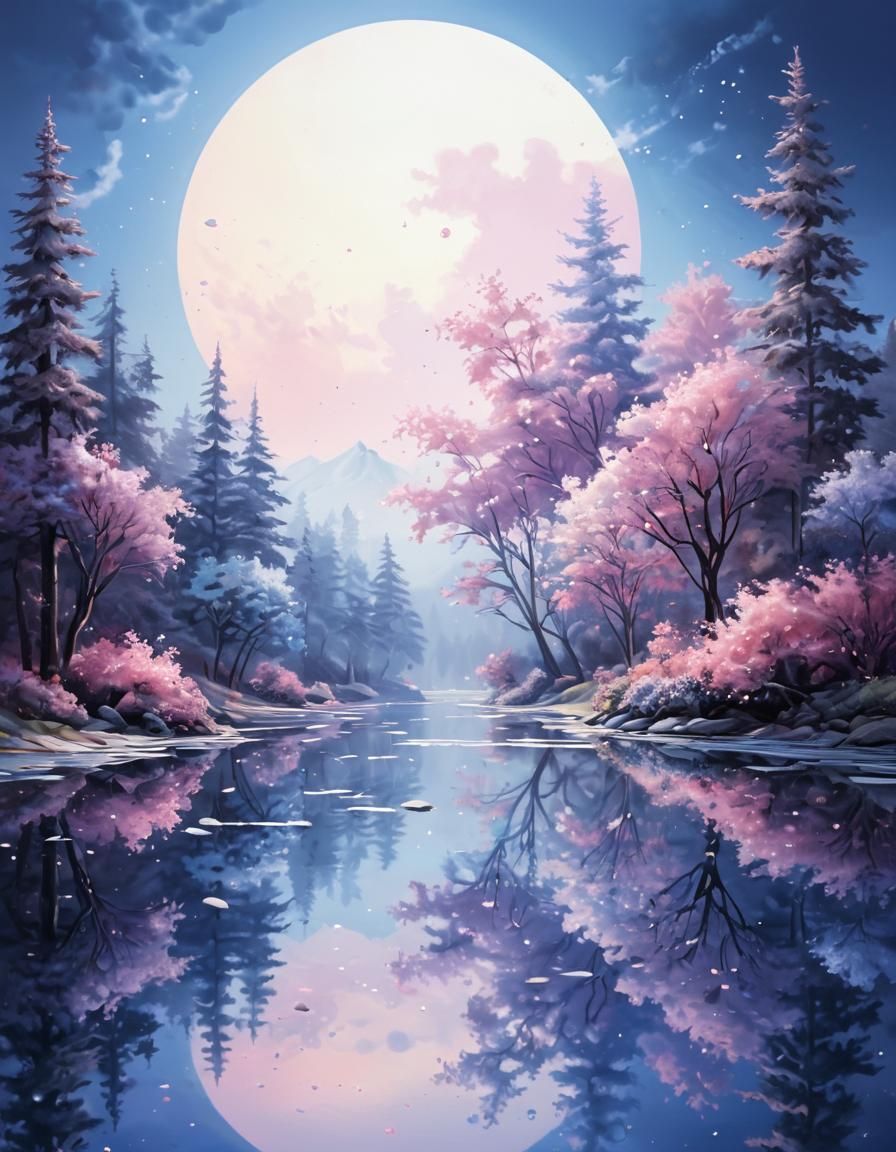 Beautiful Scenery in Coquette Style with Airbrush Effect