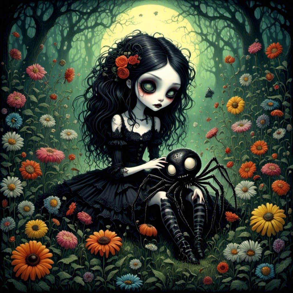 Goth Girl with her favourite pet.