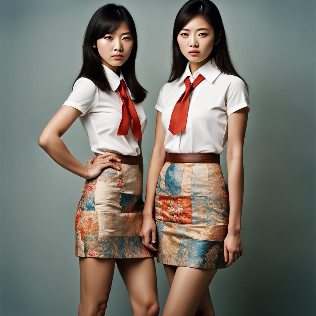 Japanese Sisters in 60s Fashion, Professional Portrait