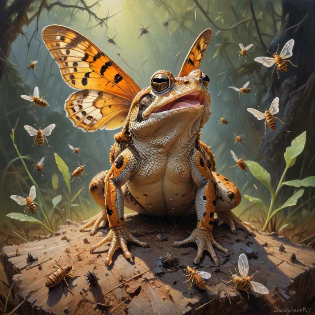 Excited Toad's Surprise: An Oil Painting