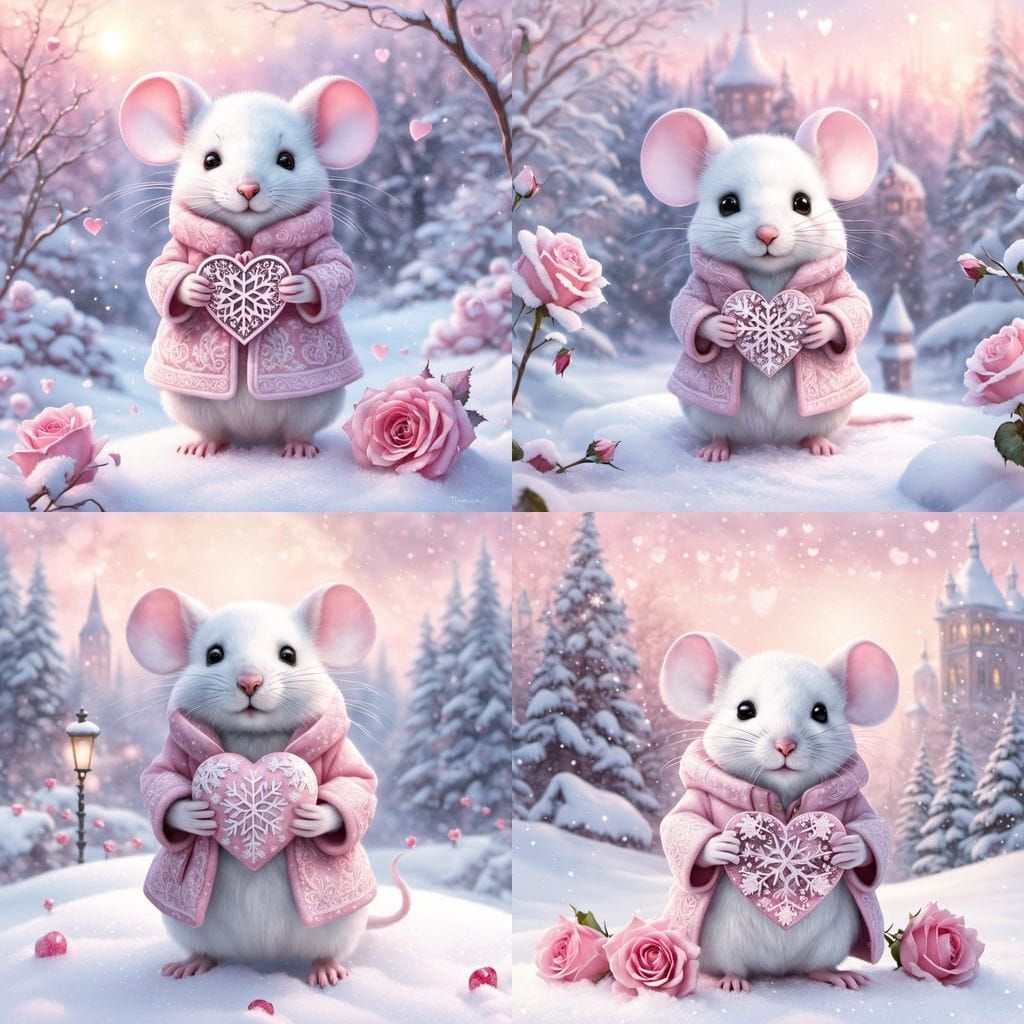 Whimsical Winter Wonderland Scene in Dreamy, Hyperdetailed S...