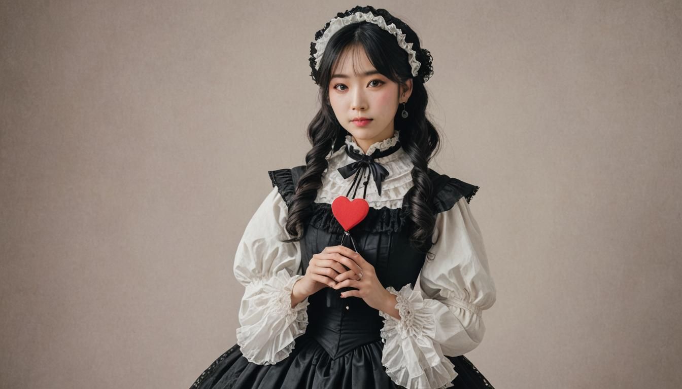 Innocent Japanese Girl in Gothic Victorian Dress