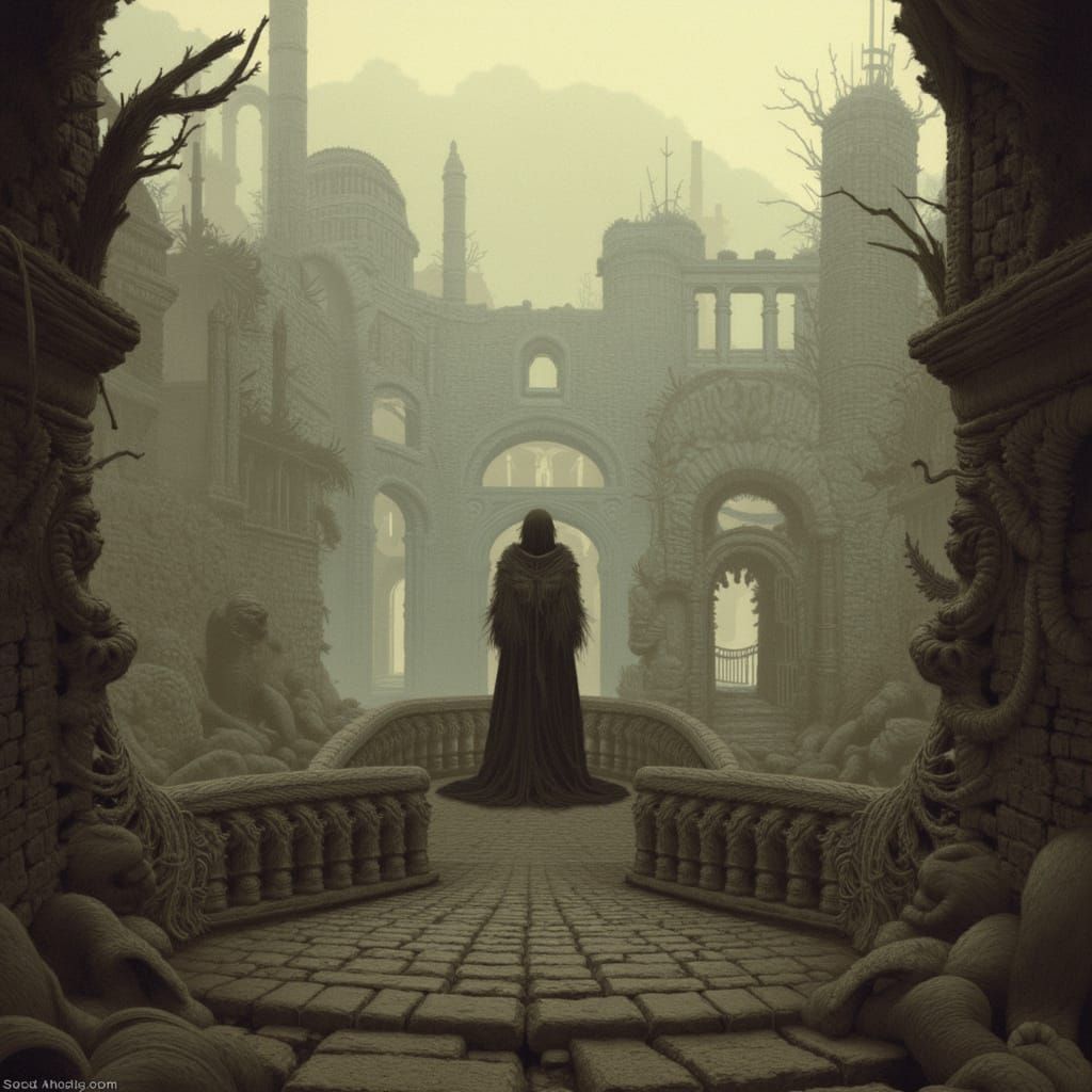 King Overlooks Overgrown Kingdom in Dramatic Fantasy Art