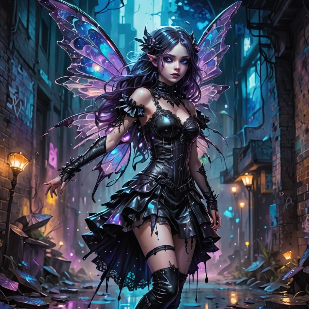 Gothic Fairy in Graffiti Art Style