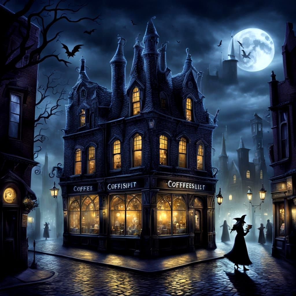 Gothic Coffeehouse with Ghostly Baristas