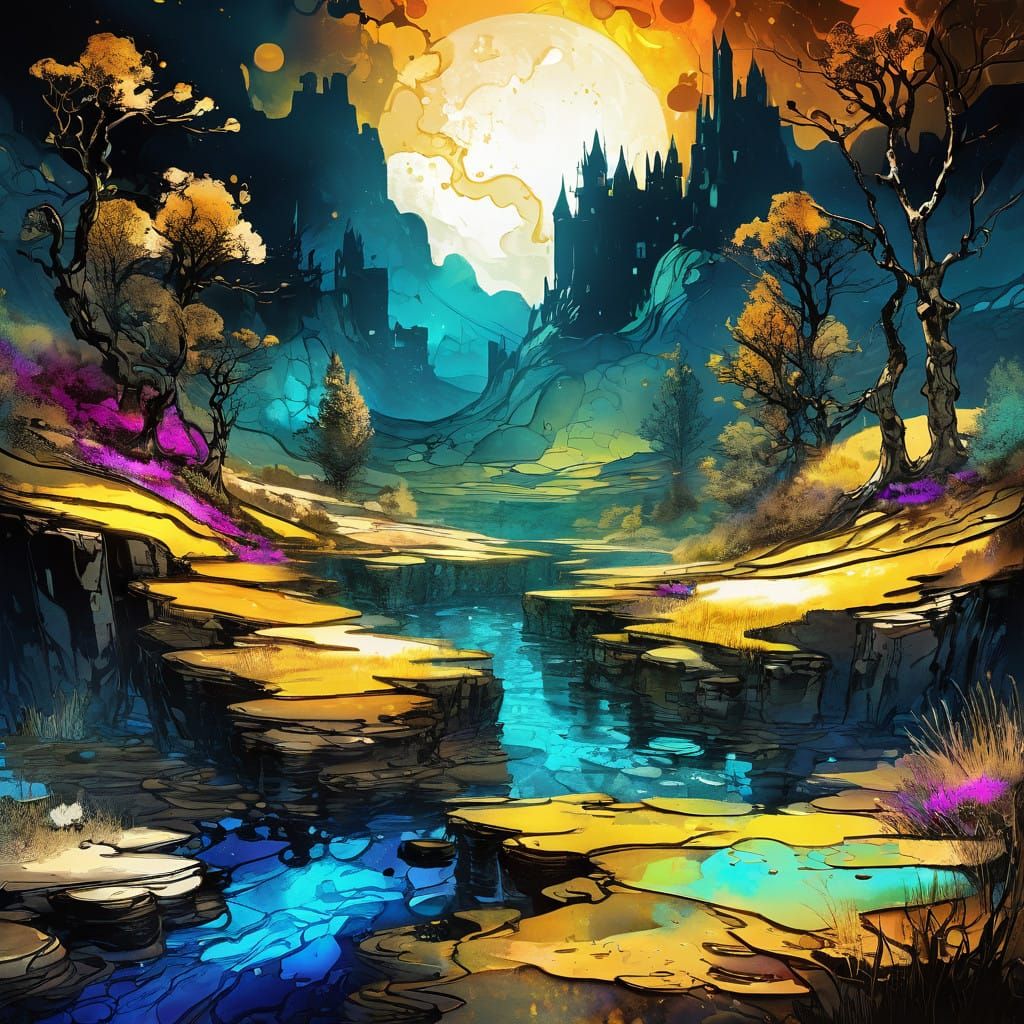 Surreal Landscape in Deep Saturation, Inspired by Master Art...