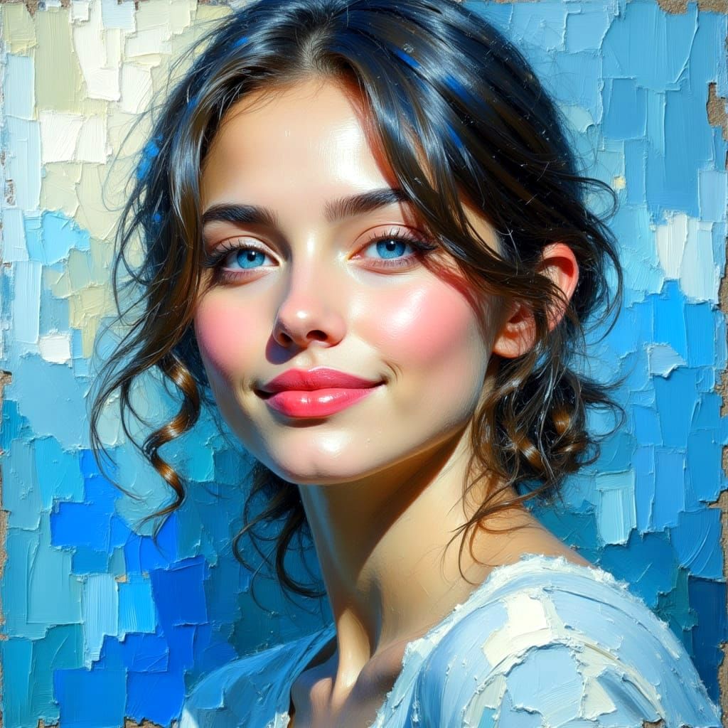 Morning Portrait with Impasto Brushstrokes in 2.5D