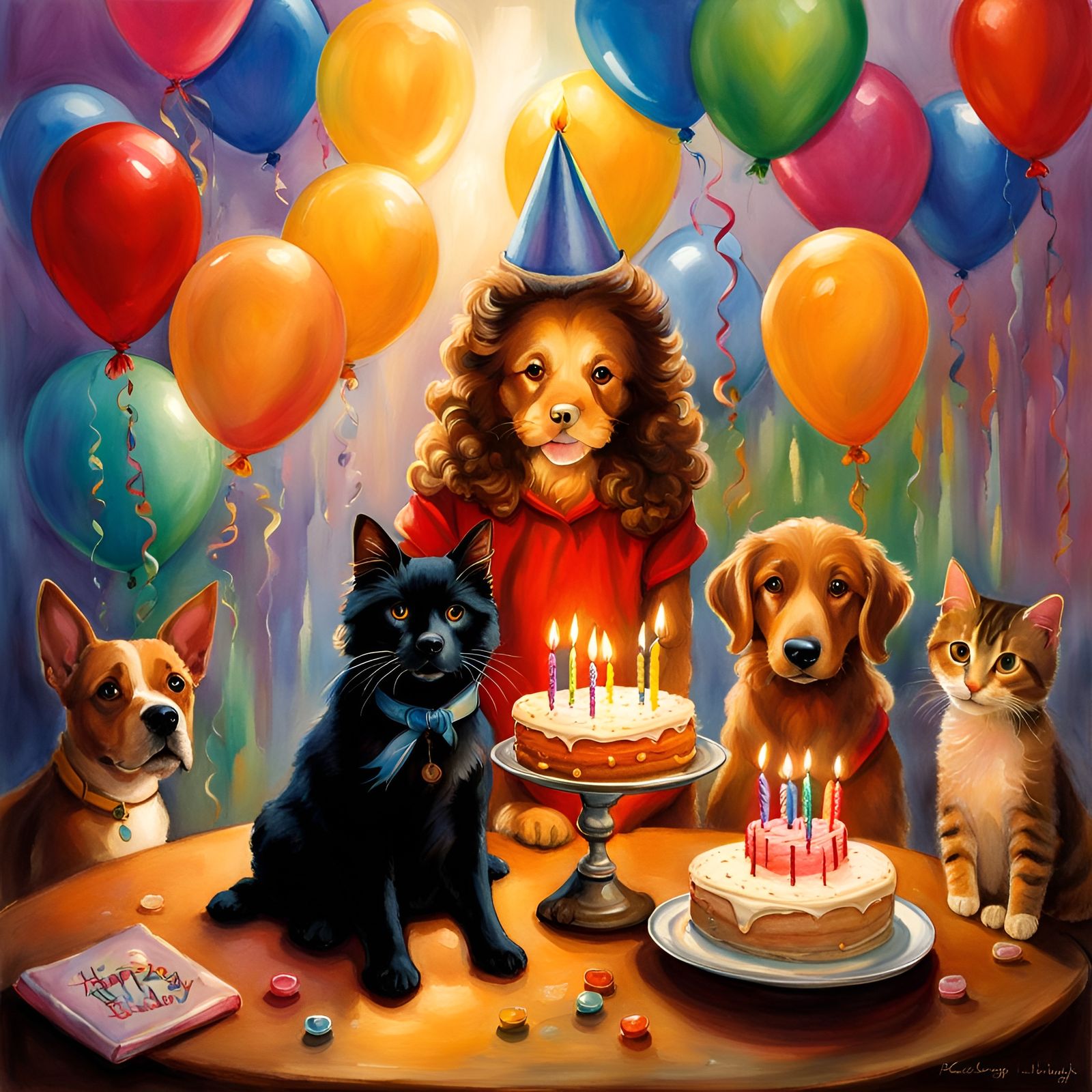 Festive Birthday Party in Watercolor Style