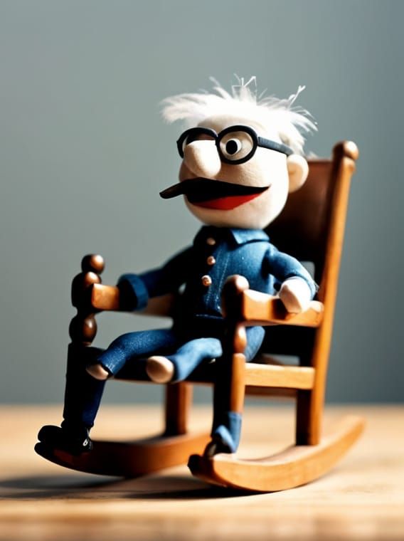 Funny Puppet in Miniature Rocking Chair