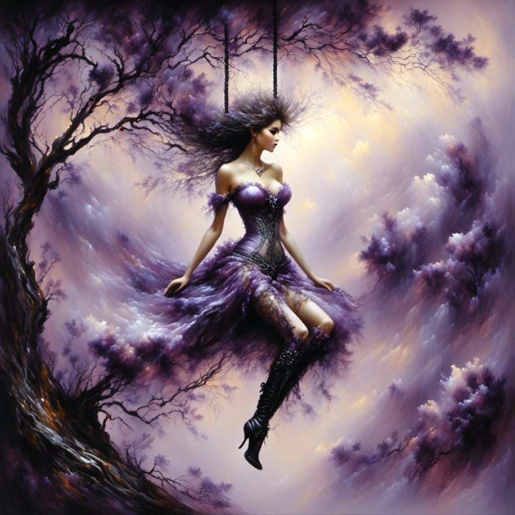 Abstract Portrait of Lady on Rope Swing