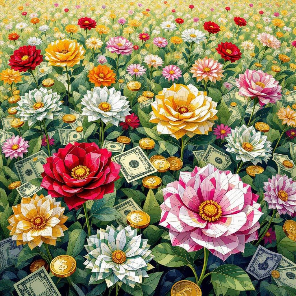 Money Flower Garden with Fractal Patterns