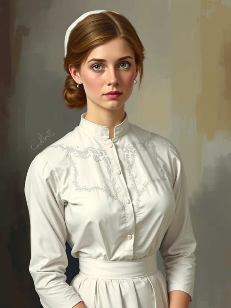 Refined English Nurse in 1910s Attire