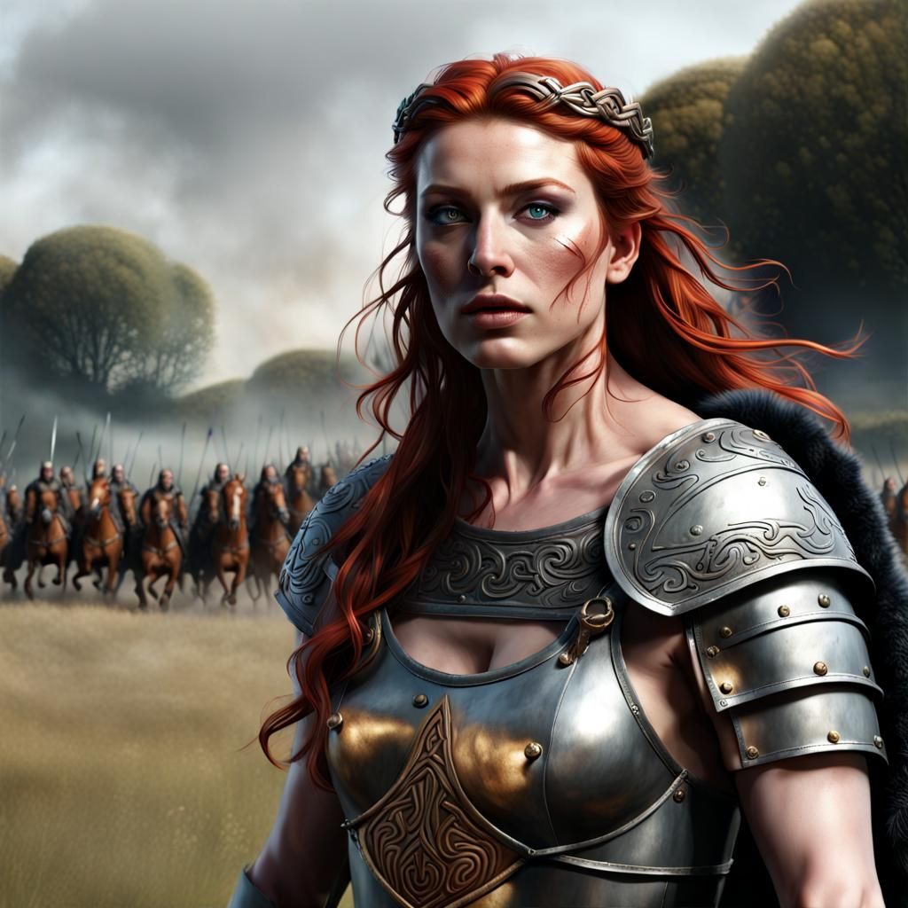 Boudicca, Queen of Iceni, in Hyperrealistic Photo