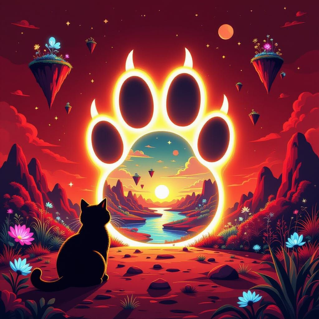 Cat Paw Print Portal to Another Dimension