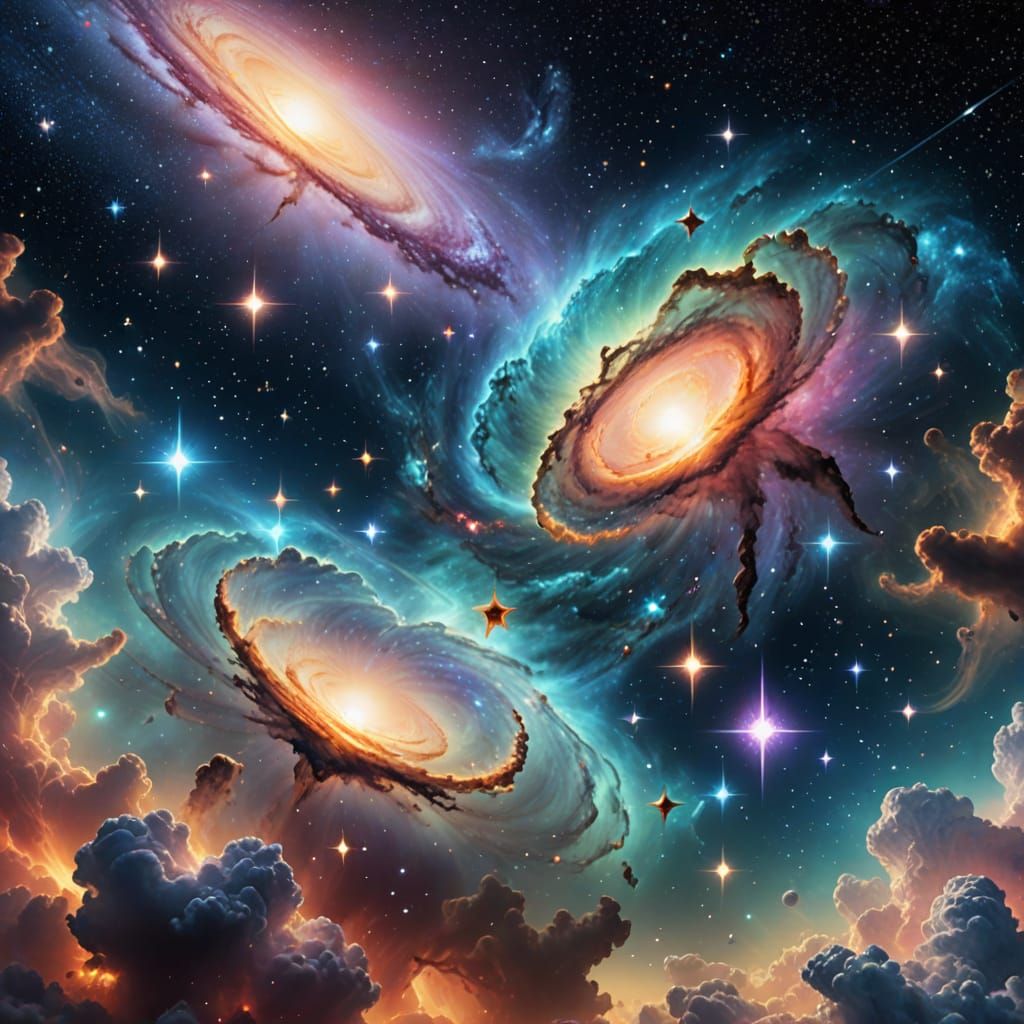 Whimsical Celestial Duo in Vibrant Pastels