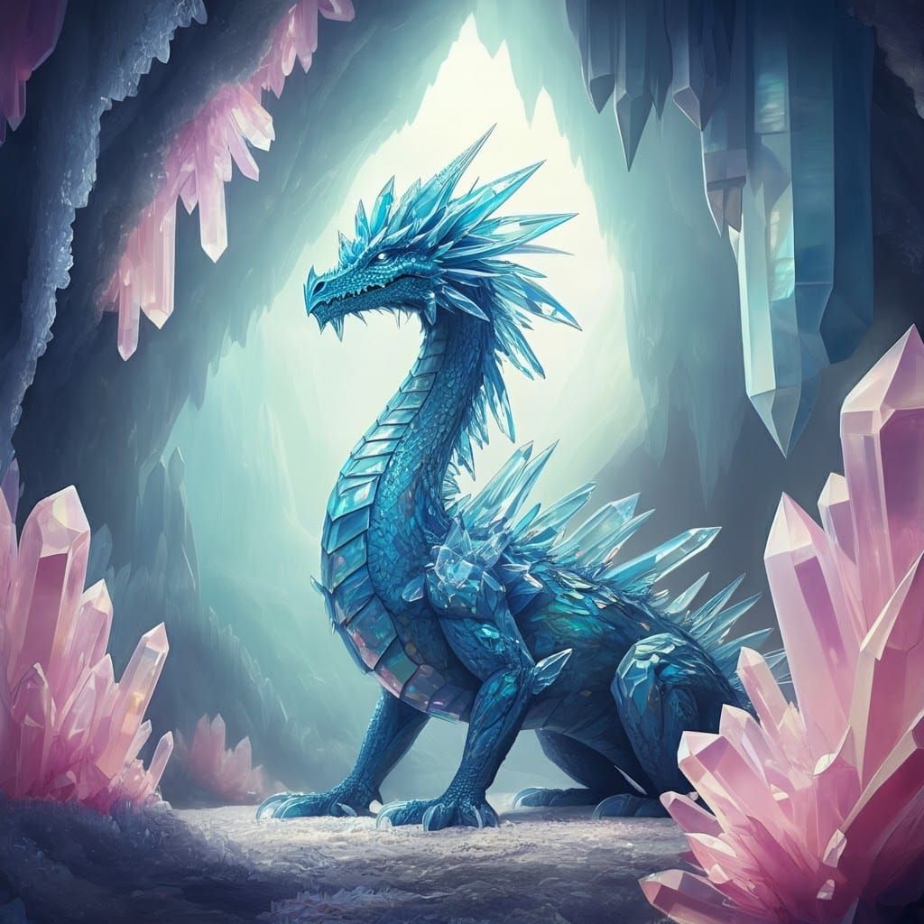 Crystal Dragon in Mystical Crystal Cave