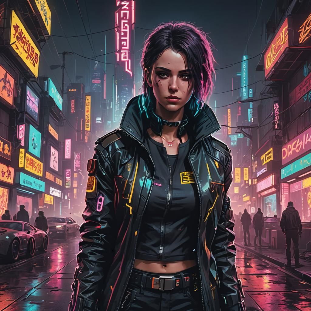 Cyberpunk 2099 Neon Cityscape in Blade Runner Style