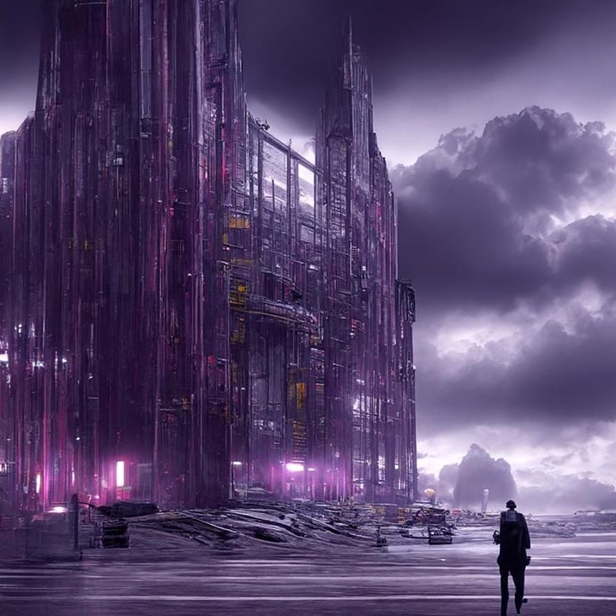 Dark Purple Dystopian Blacklist Facility in Hyperreal Style