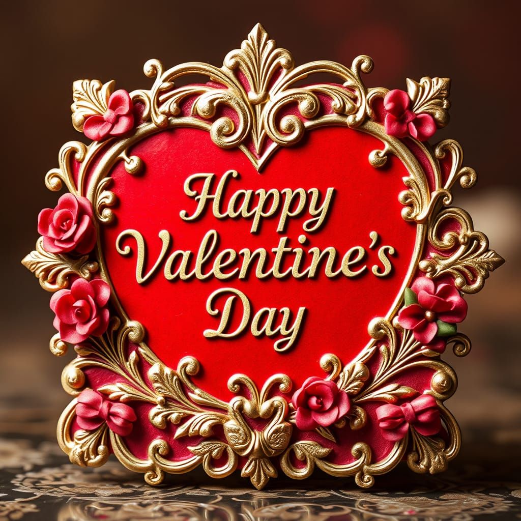 Lavish Valentine's Day Card with Intricate Decorations