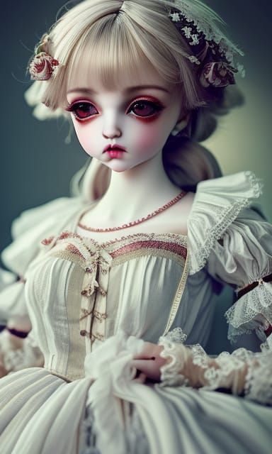 Gorgeous Porcelain Doll in Frilly Dress