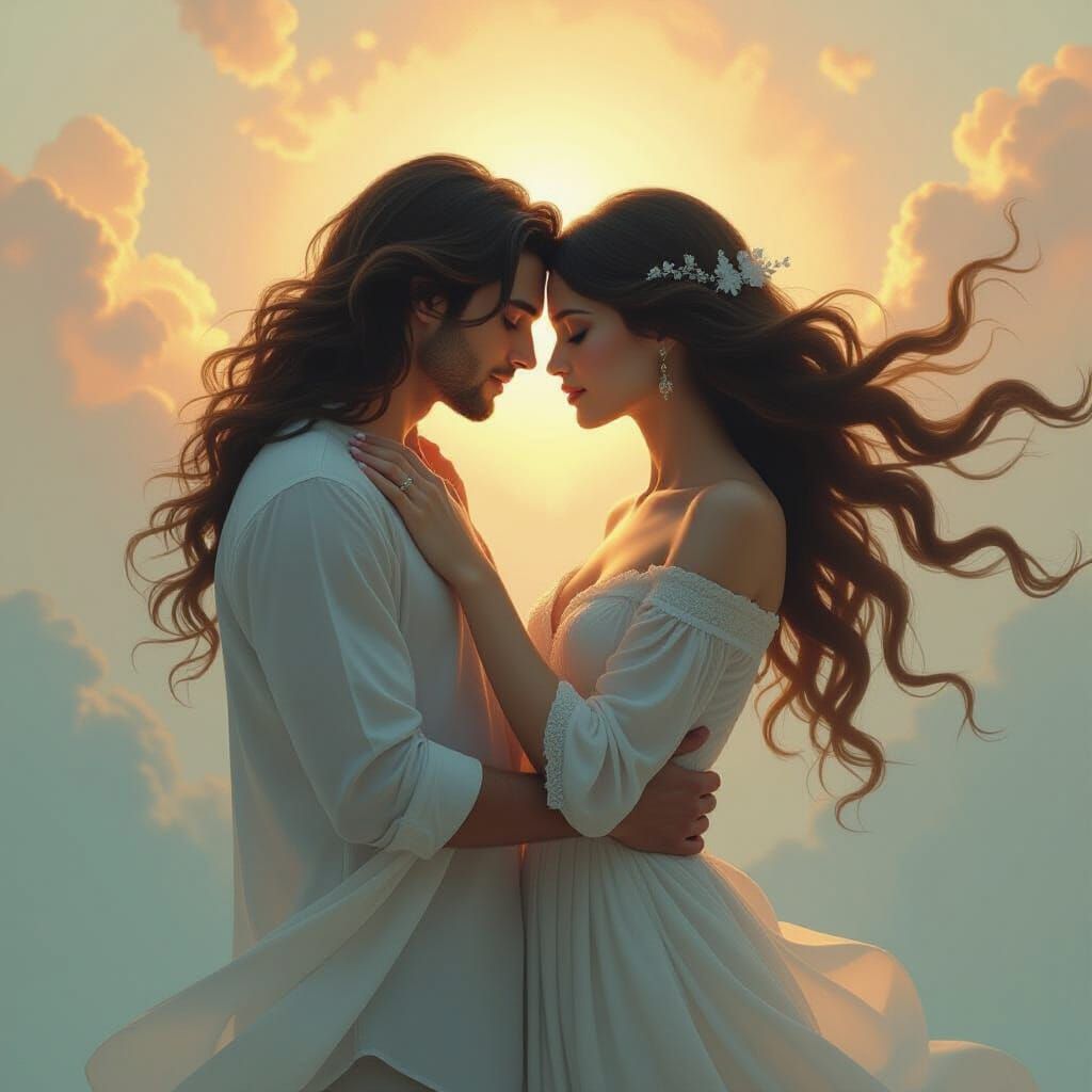 Ethereal Souls Merging in Surreal Embrace