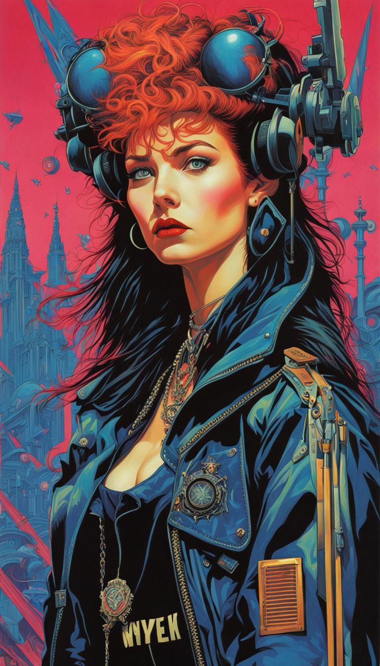 Postmodern Cyberpunk Album Cover Art in Neon Noir Aesthetic