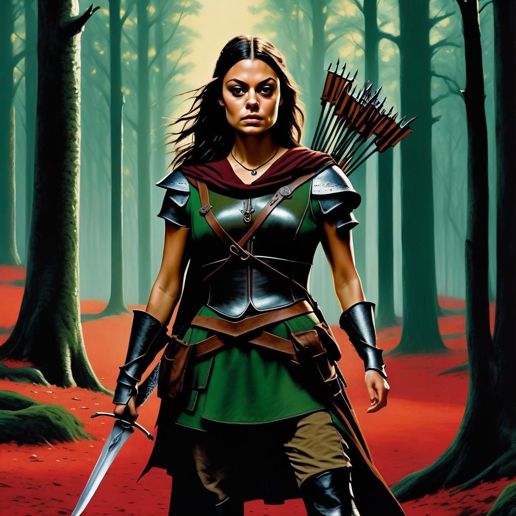 Mila Kunis as Robin Hood: Photorealistic Oil Painting