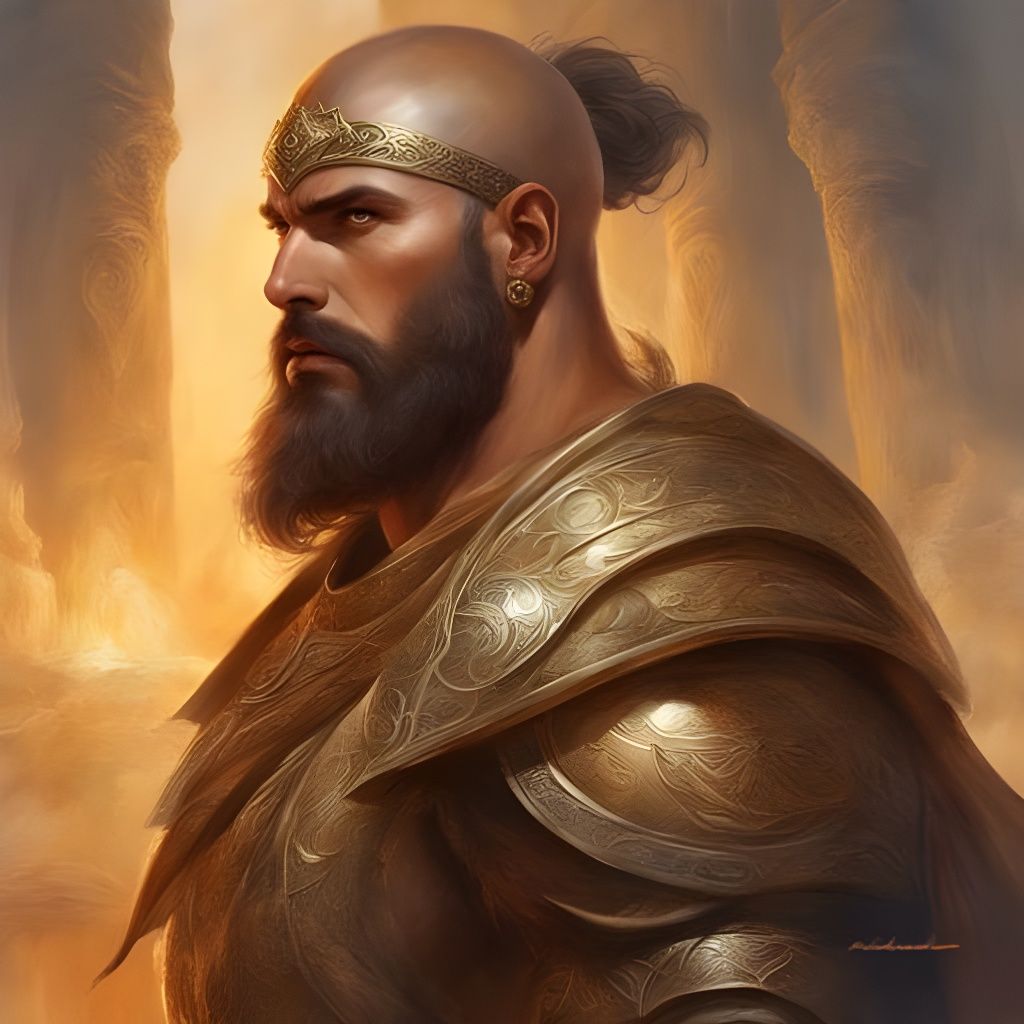 Fierce Armored Goliath Portrait with Volumetric Lighting