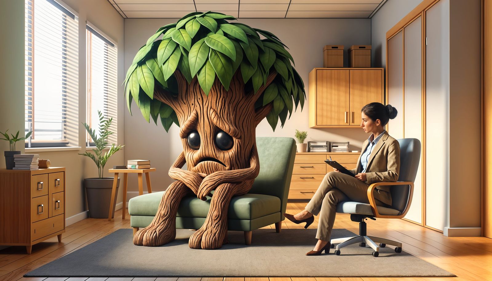 Tree Finds Comfort in Therapy Session