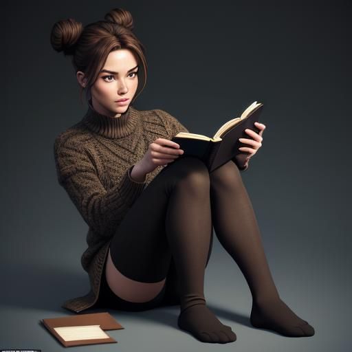 Beautiful Woman Reading with Cinematic Lighting