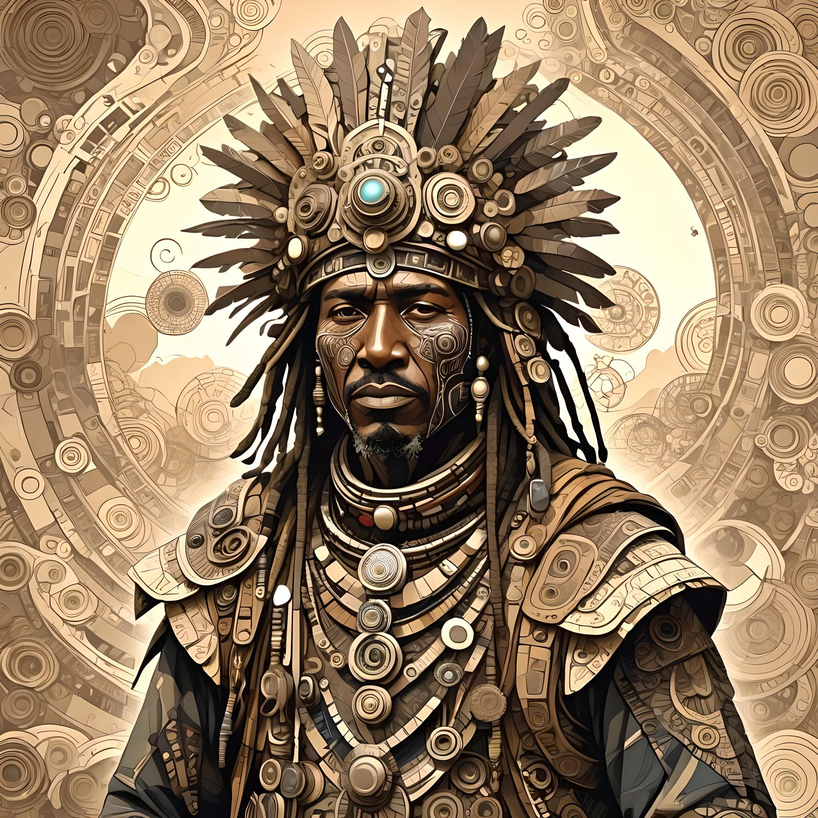 Portrait of a post-civilization tribe leader