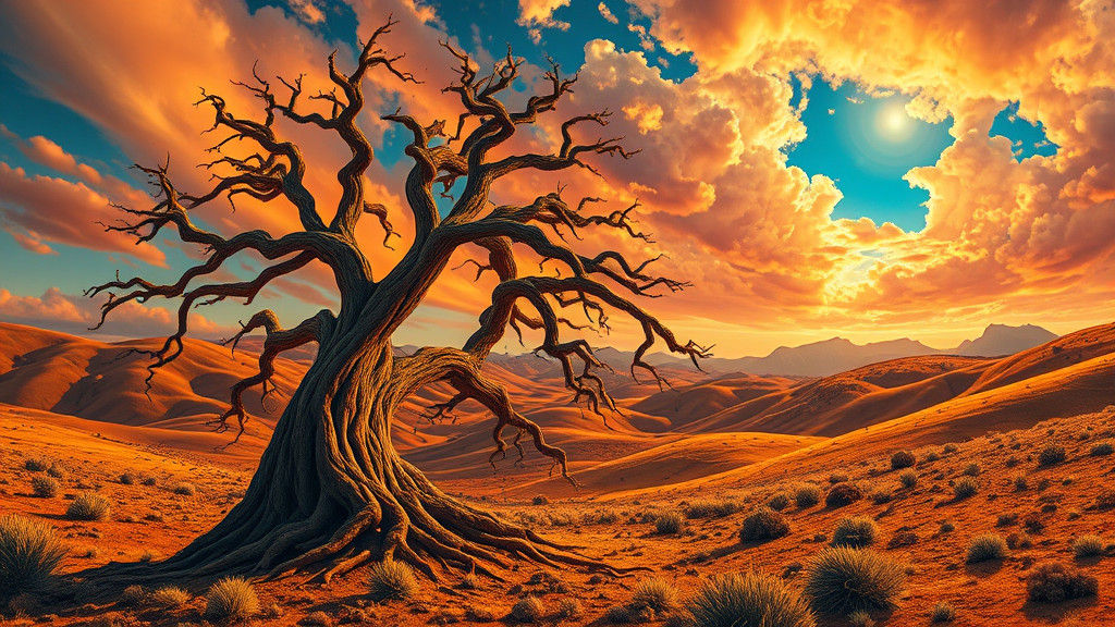 Surreal Bristlecone Pine Landscape in Dreamlike Style