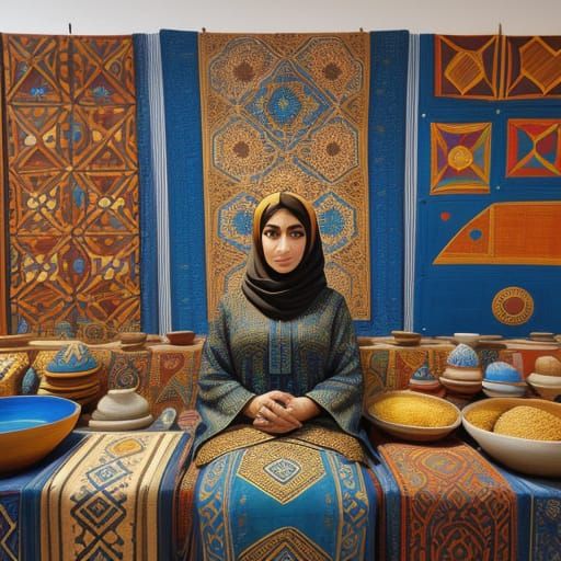 Middle Eastern Souk Scene in Vibrant Abstraction