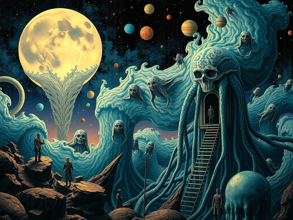 Surreal Arcane Dreamscape in Hyperdetailed Psychedelic Art